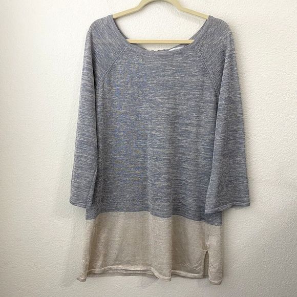 Nordstrom Tops - Nordstrom Tunic Top Womens Large Linen Blend Gray